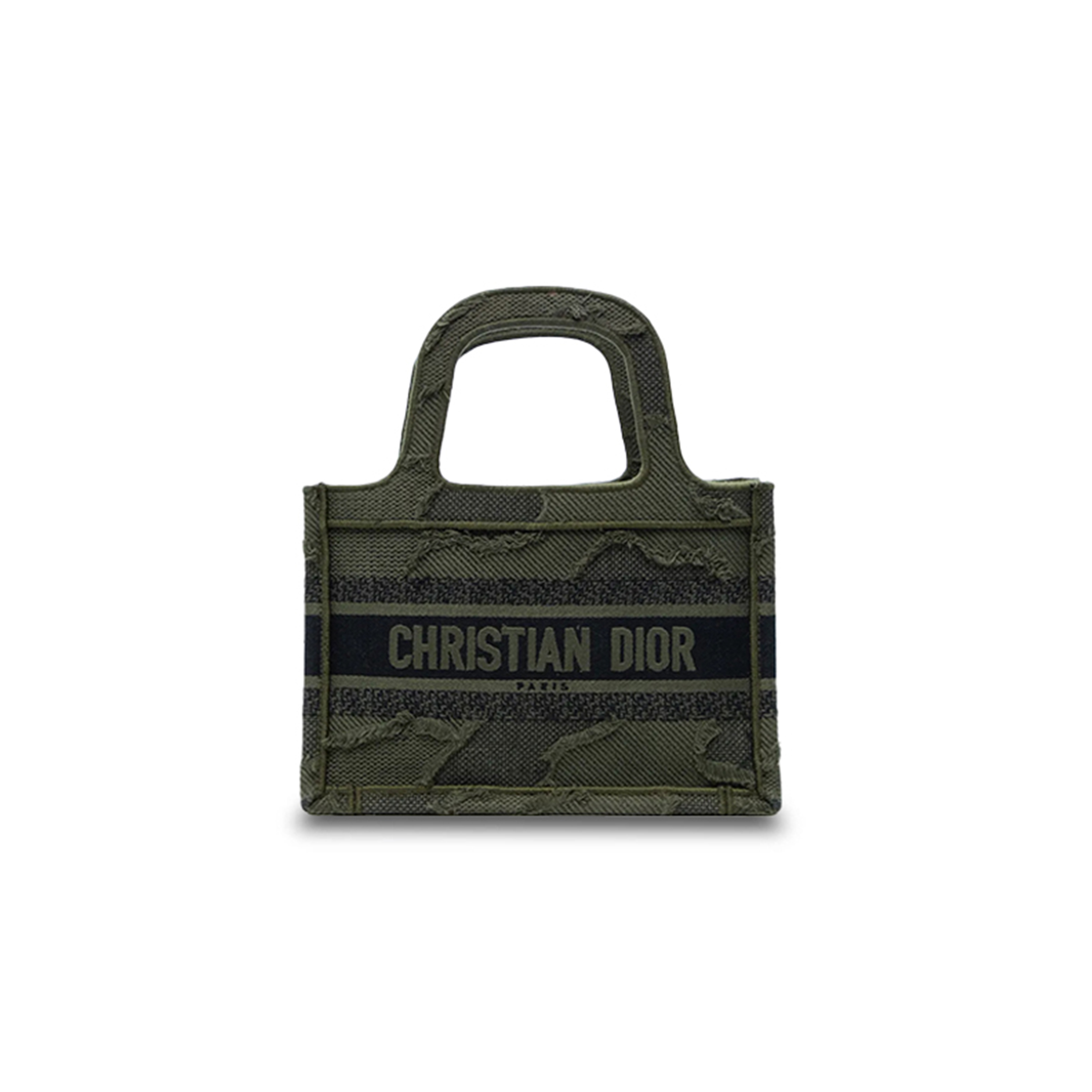 D*or canvas embroidered camouflage mini book tote green (23*15*5.7cm)